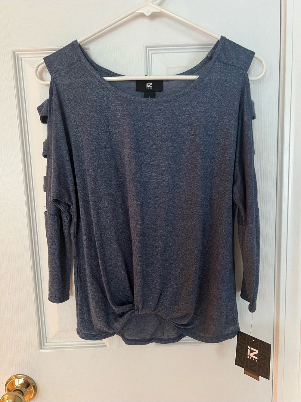 IZ Byer Cold-Shoulder Knotted Hem Top NWT